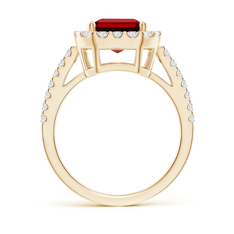10x8mm Labgrown Lab-Grown Emerald-Cut Ruby Halo Ring in Yellow Gold side 199