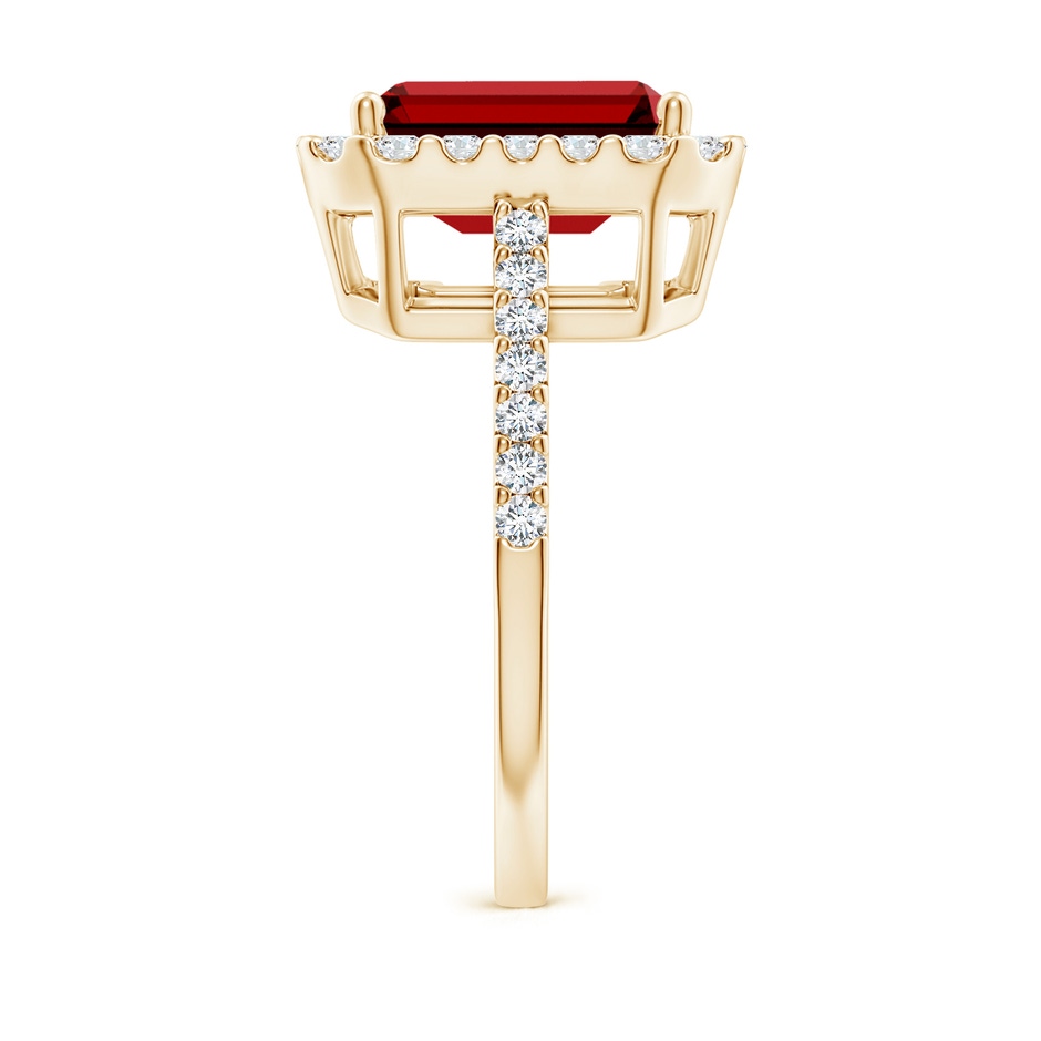 10x8mm Labgrown Lab-Grown Emerald-Cut Ruby Halo Ring in Yellow Gold side 299