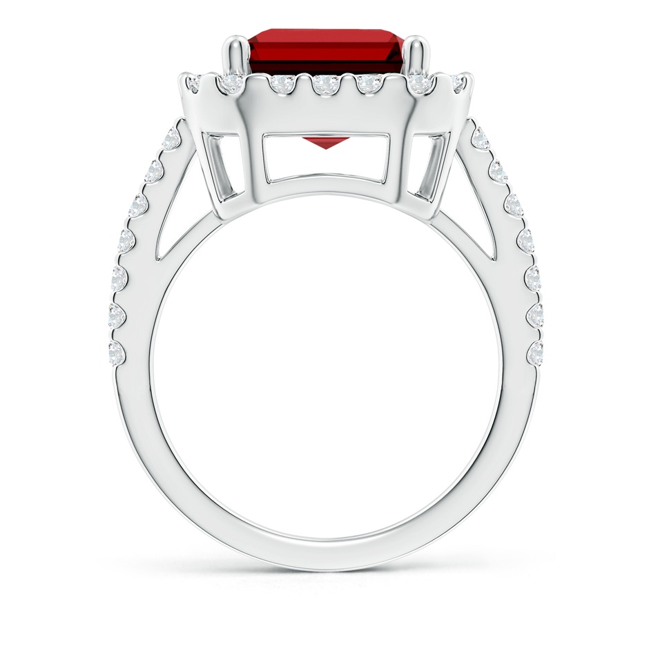 12x10mm Labgrown Lab-Grown Emerald-Cut Ruby Halo Ring in P950 Platinum side 199