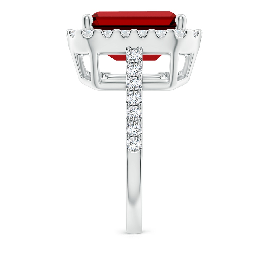 12x10mm Labgrown Lab-Grown Emerald-Cut Ruby Halo Ring in P950 Platinum side 299