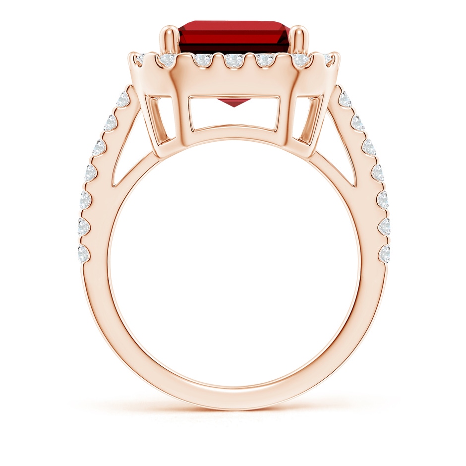 12x10mm Labgrown Lab-Grown Emerald-Cut Ruby Halo Ring in Rose Gold side 199