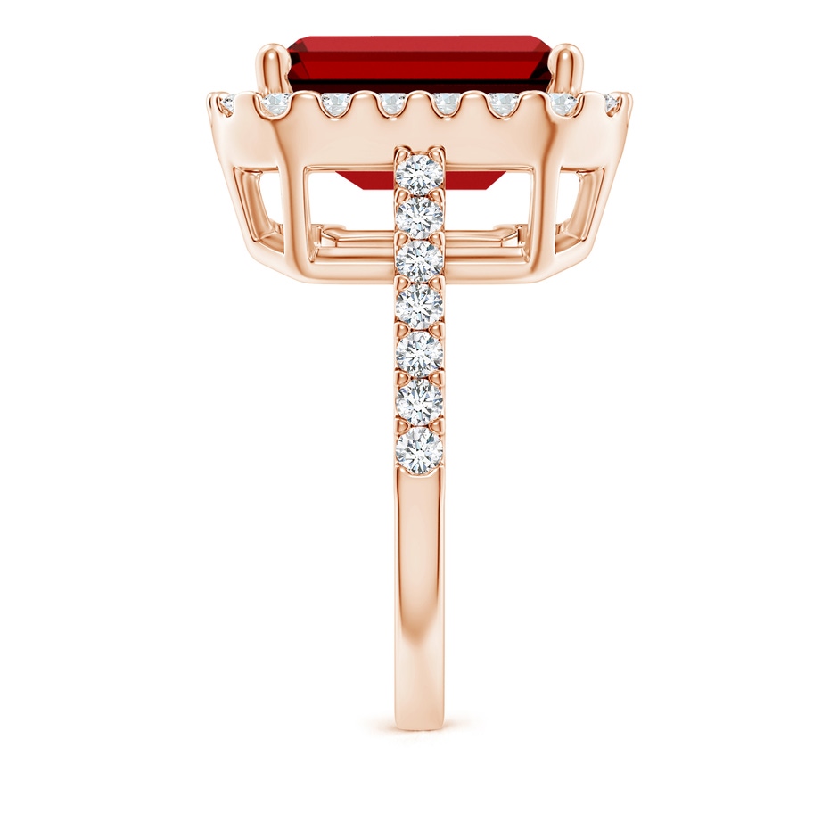 12x10mm Labgrown Lab-Grown Emerald-Cut Ruby Halo Ring in Rose Gold side 299