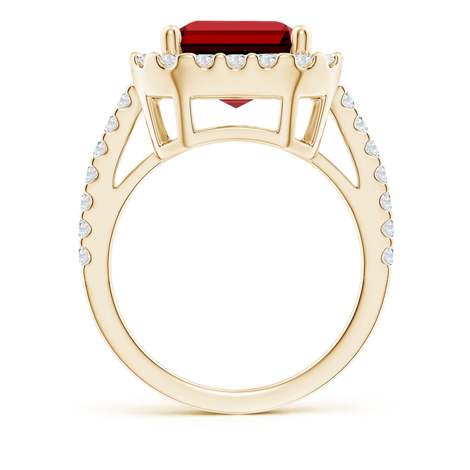 12x10mm Labgrown Lab-Grown Emerald-Cut Ruby Halo Ring in Yellow Gold side 199