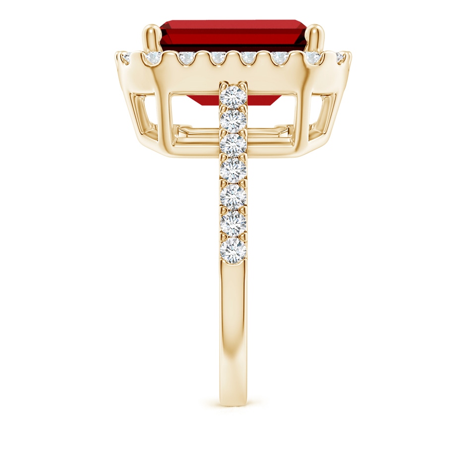 12x10mm Labgrown Lab-Grown Emerald-Cut Ruby Halo Ring in Yellow Gold side 299