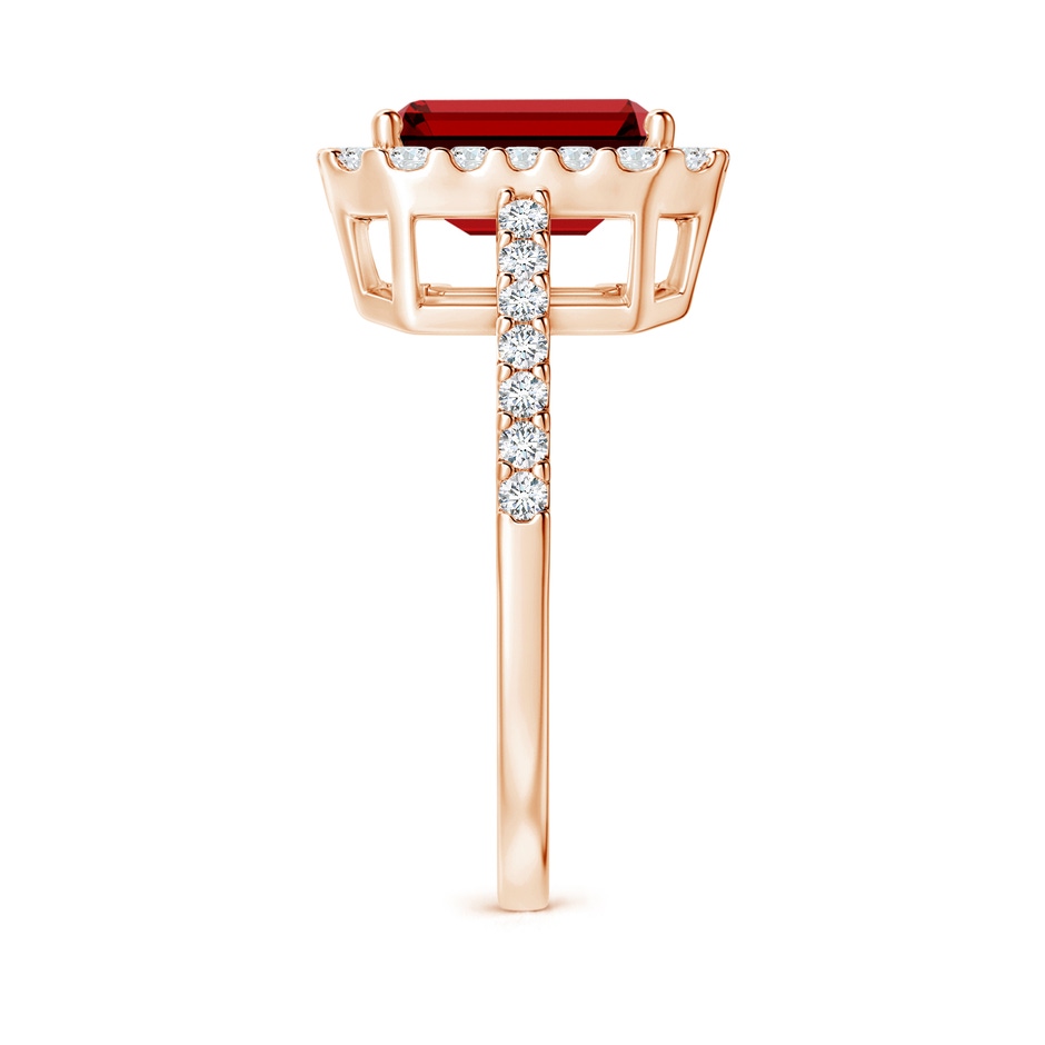 9x7mm Labgrown Lab-Grown Emerald-Cut Ruby Halo Ring in Rose Gold side 299