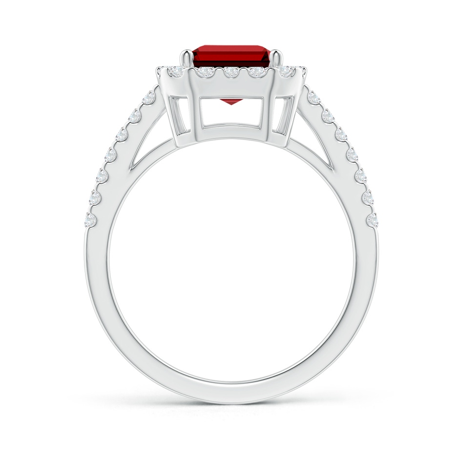 9x7mm Labgrown Lab-Grown Emerald-Cut Ruby Halo Ring in White Gold side 199