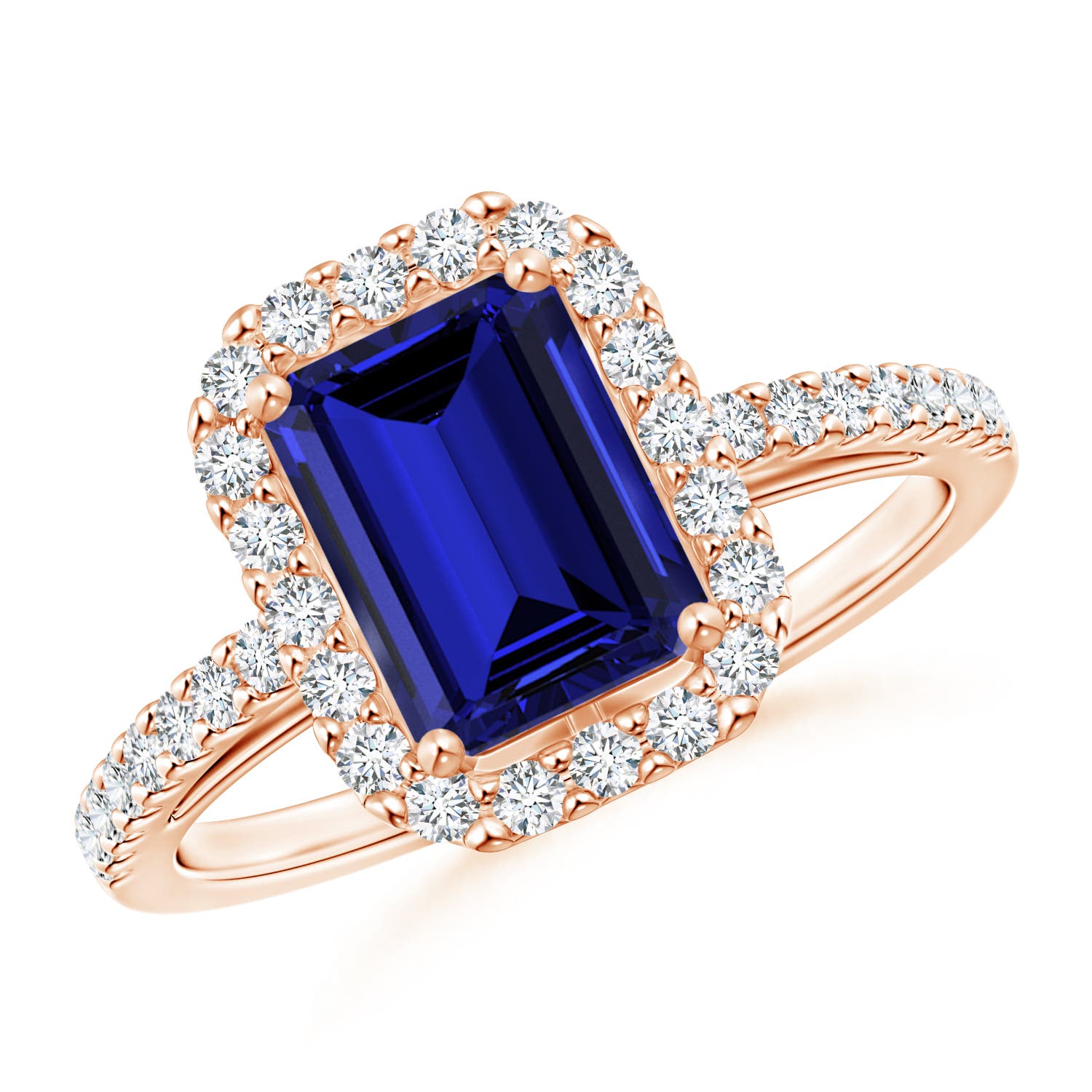 Premium - Lab-Grown Blue Sapphire / 2.06 CT / 14 KT Rose Gold