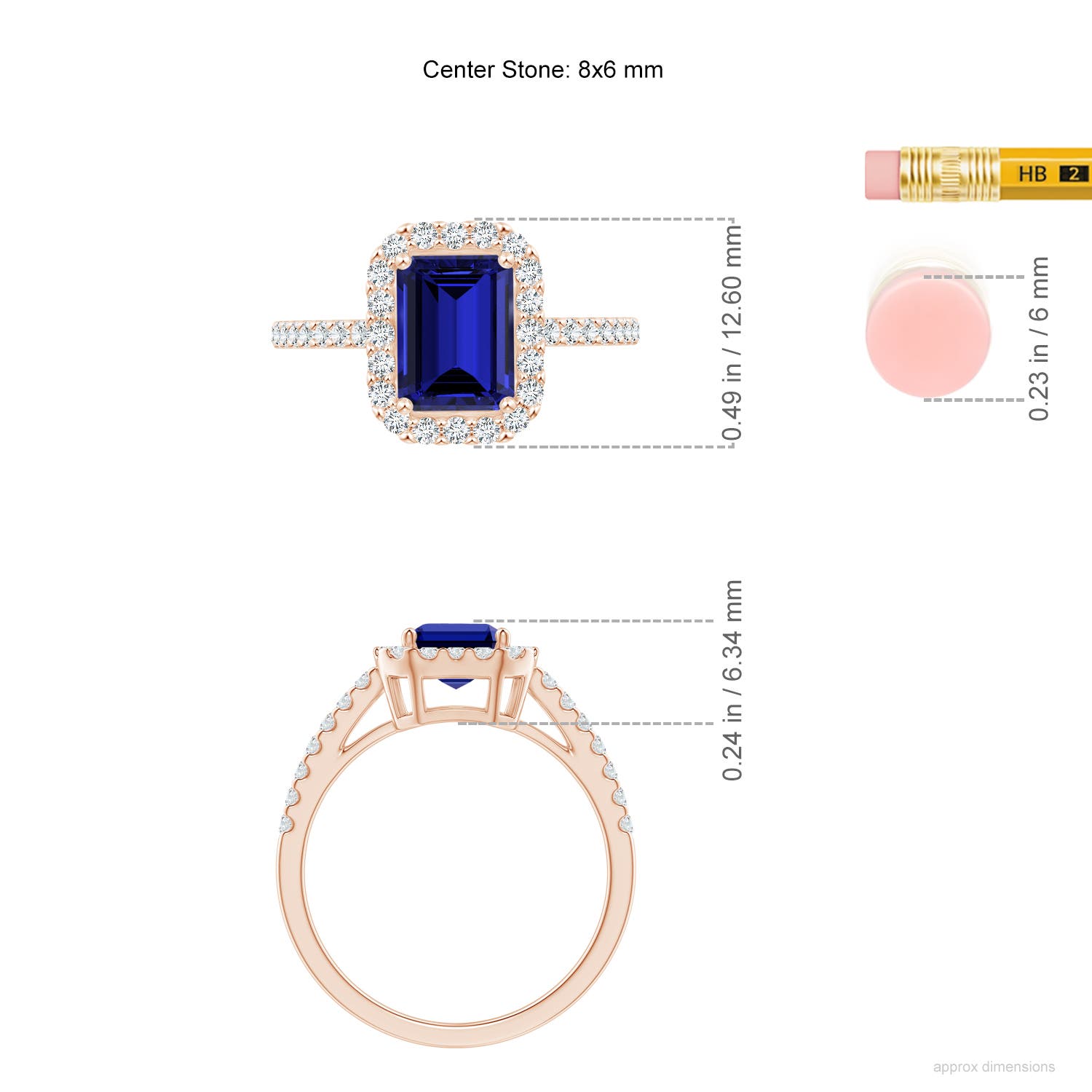 Premium - Lab-Grown Blue Sapphire / 2.06 CT / 14 KT Rose Gold