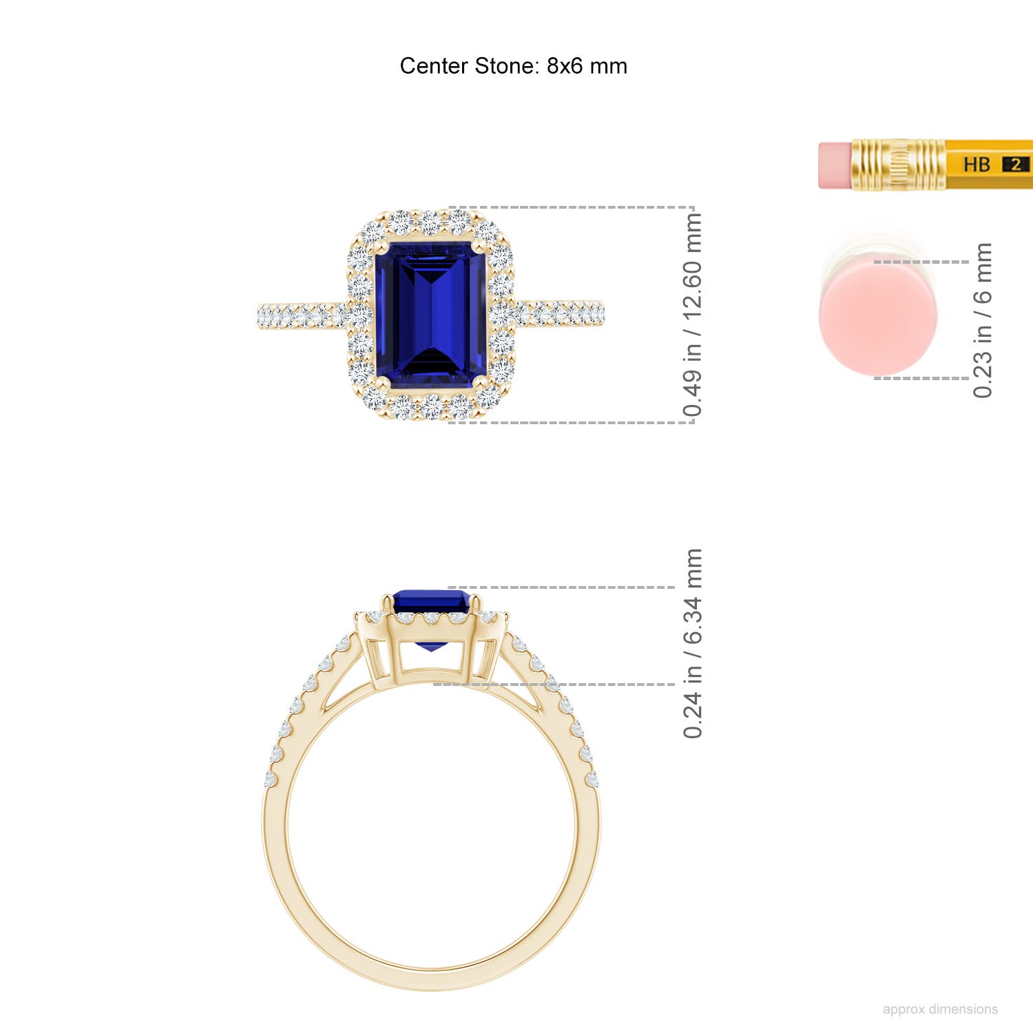 Premium - Lab-Grown Blue Sapphire / 2.06 CT / 14 KT Yellow Gold