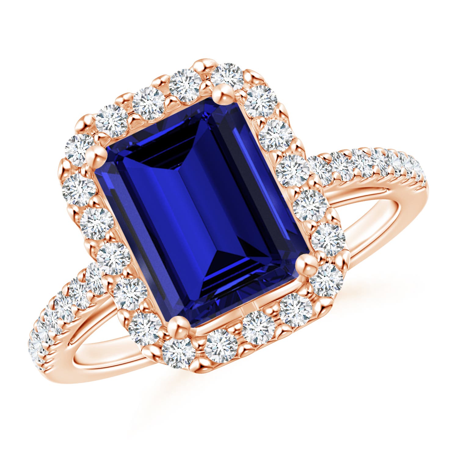 Premium - Lab-Grown Blue Sapphire / 2.93 CT / 14 KT Rose Gold