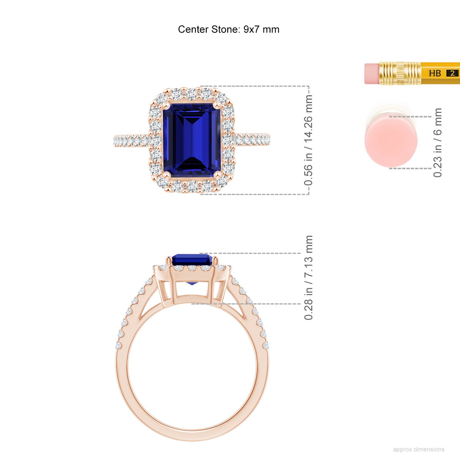 Premium - Lab-Grown Blue Sapphire / 2.93 CT / 14 KT Rose Gold