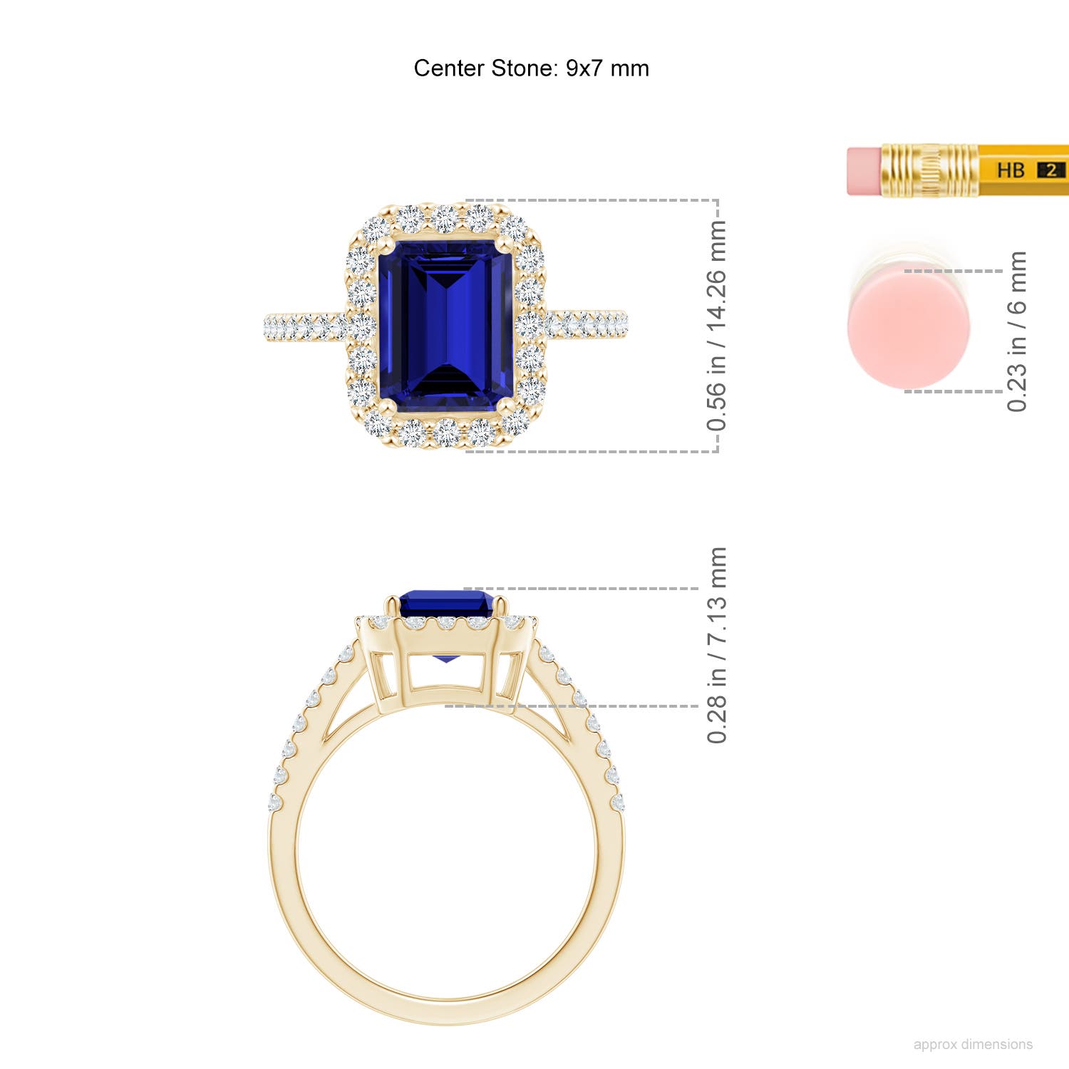 Premium - Lab-Grown Blue Sapphire / 2.93 CT / 14 KT Yellow Gold