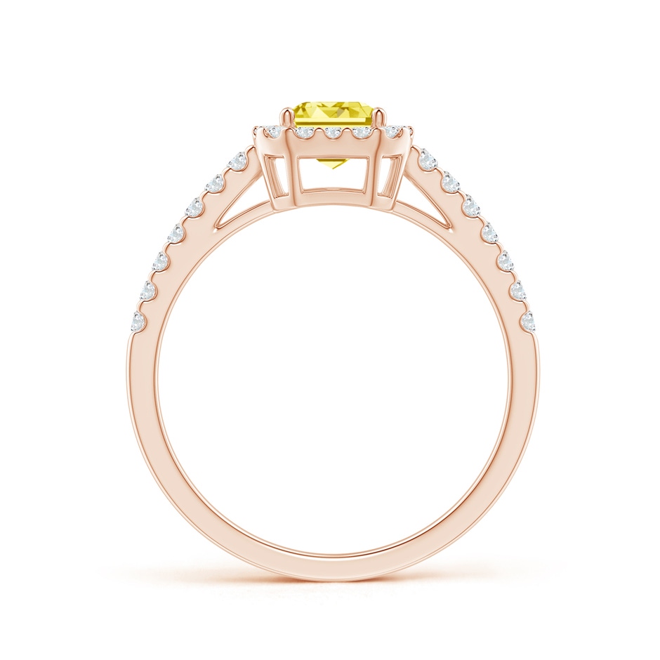5x3mm Labgrown Emerald-Cut Lab-Grown Fancy Intense Yellow Diamond Halo Ring in Rose Gold side 199