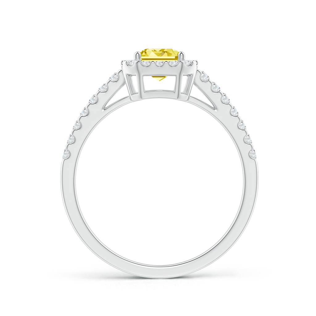5x3mm Labgrown Emerald-Cut Lab-Grown Fancy Intense Yellow Diamond Halo Ring in S999 Silver - side 199