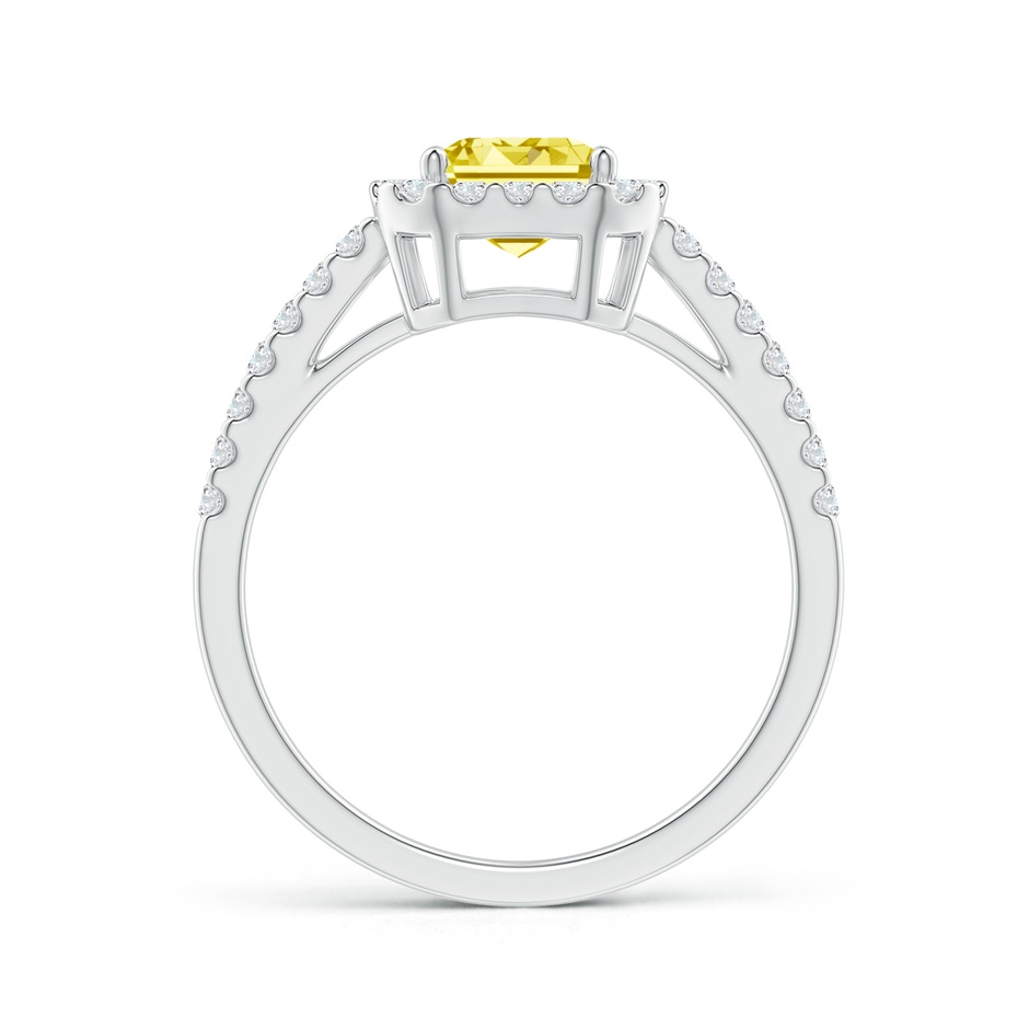 6x4mm Labgrown Emerald-Cut Lab-Grown Fancy Intense Yellow Diamond Halo Ring in P950 Platinum side 199