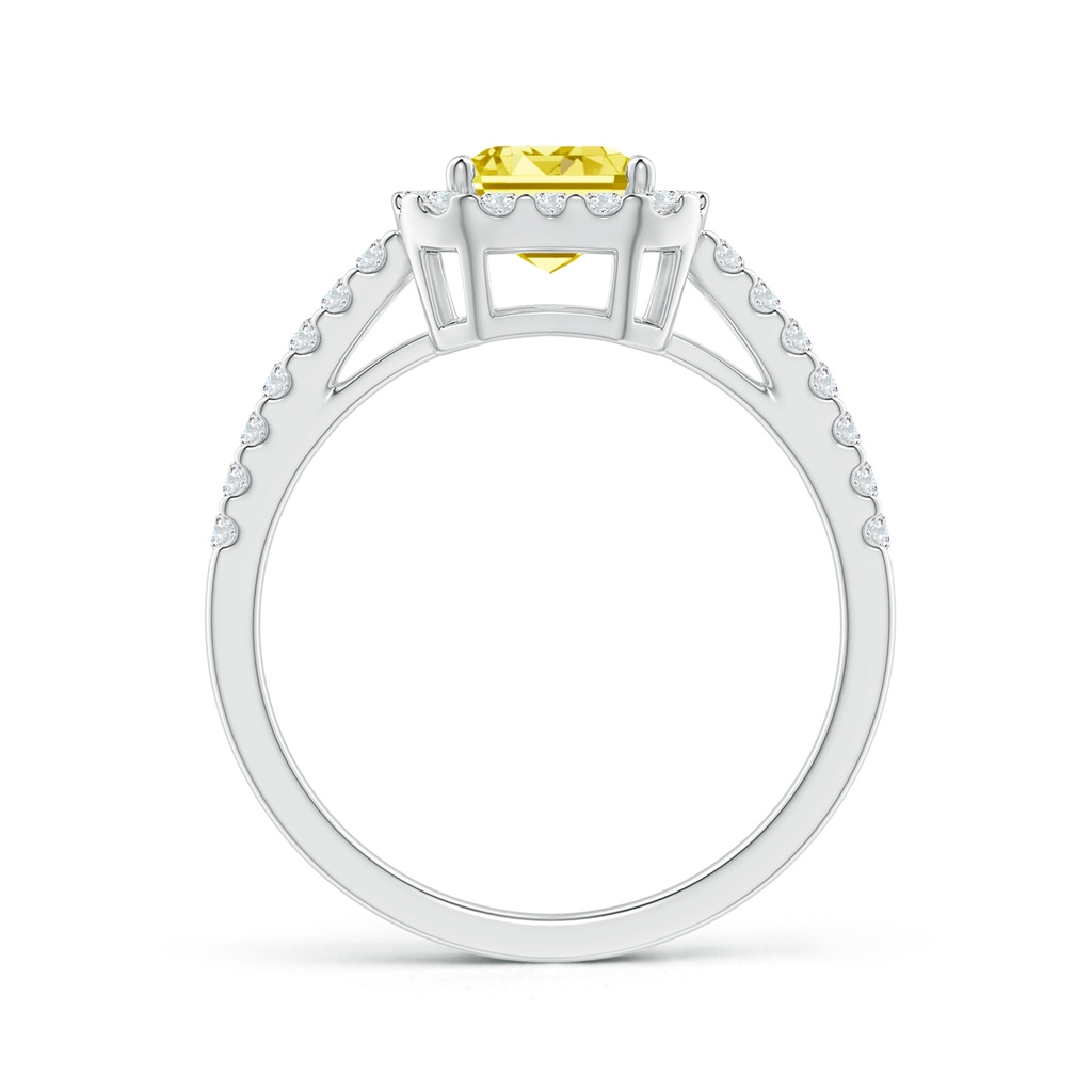 6x4mm Labgrown Emerald-Cut Lab-Grown Fancy Intense Yellow Diamond Halo Ring in White Gold - side 199