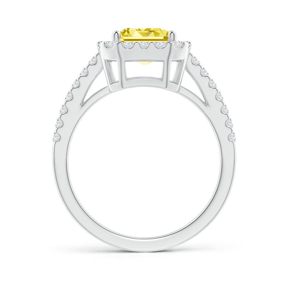 7x5mm Labgrown Emerald-Cut Lab-Grown Fancy Intense Yellow Diamond Halo Ring in P950 Platinum side 199