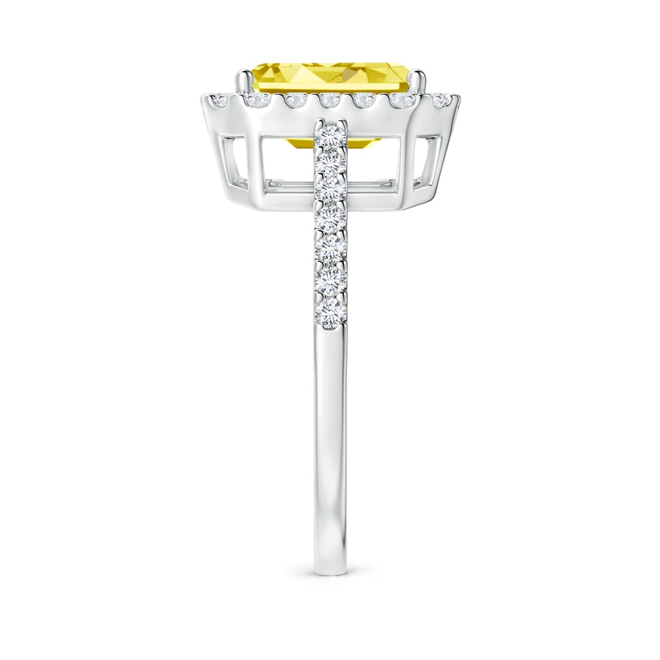 7x5mm Labgrown Emerald-Cut Lab-Grown Fancy Intense Yellow Diamond Halo Ring in P950 Platinum side 299