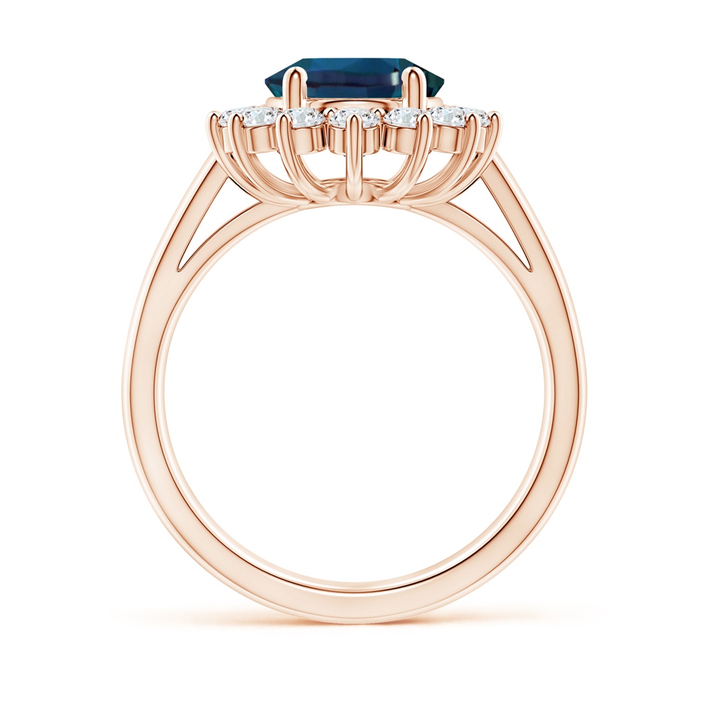 10x8mm Labgrown Princess Diana Inspired Lab-Grown Alexandrite Ring with Diamond Halo in Rose Gold - side 199