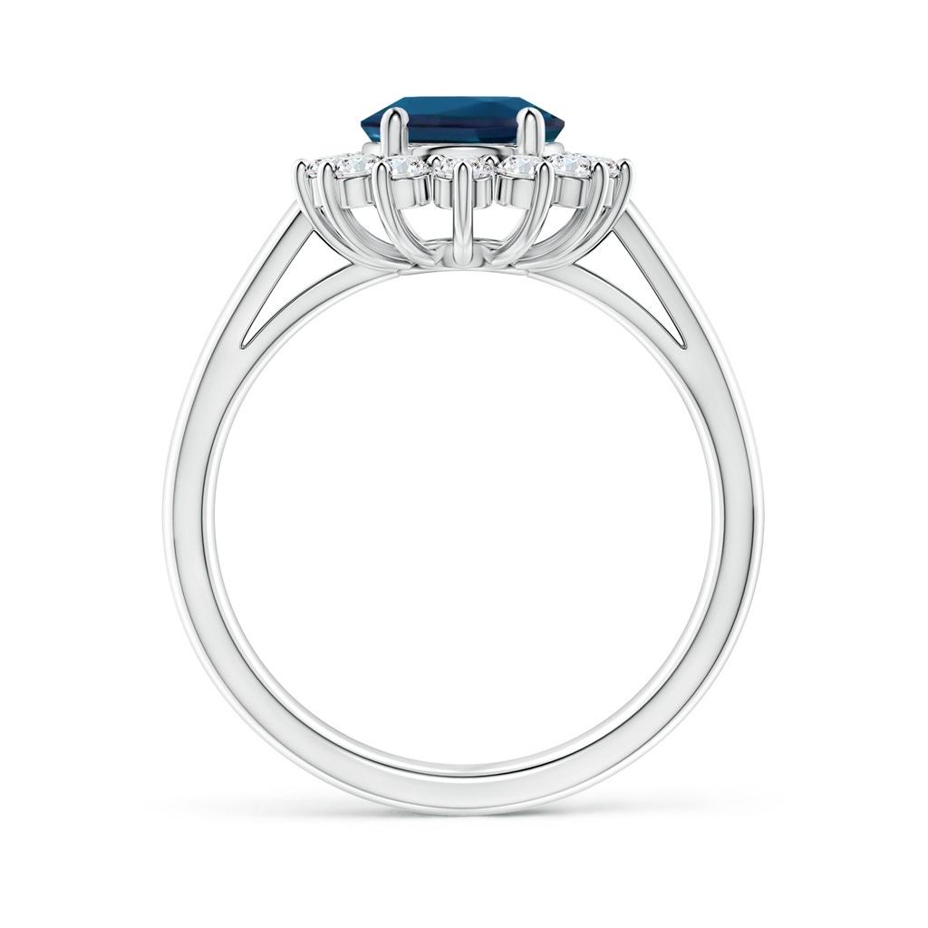 9x7mm Labgrown Princess Diana Inspired Lab-Grown Alexandrite Ring with Diamond Halo in White Gold - side 199