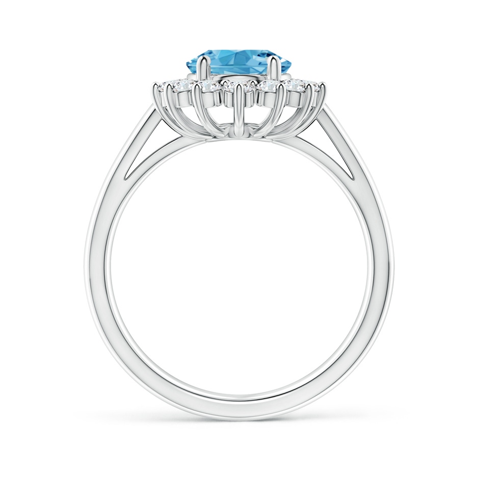 9x7mm Labgrown Princess Diana Inspired Lab-Grown Fancy Intense Blue Diamond Ring with Halo in P950 Platinum side 199
