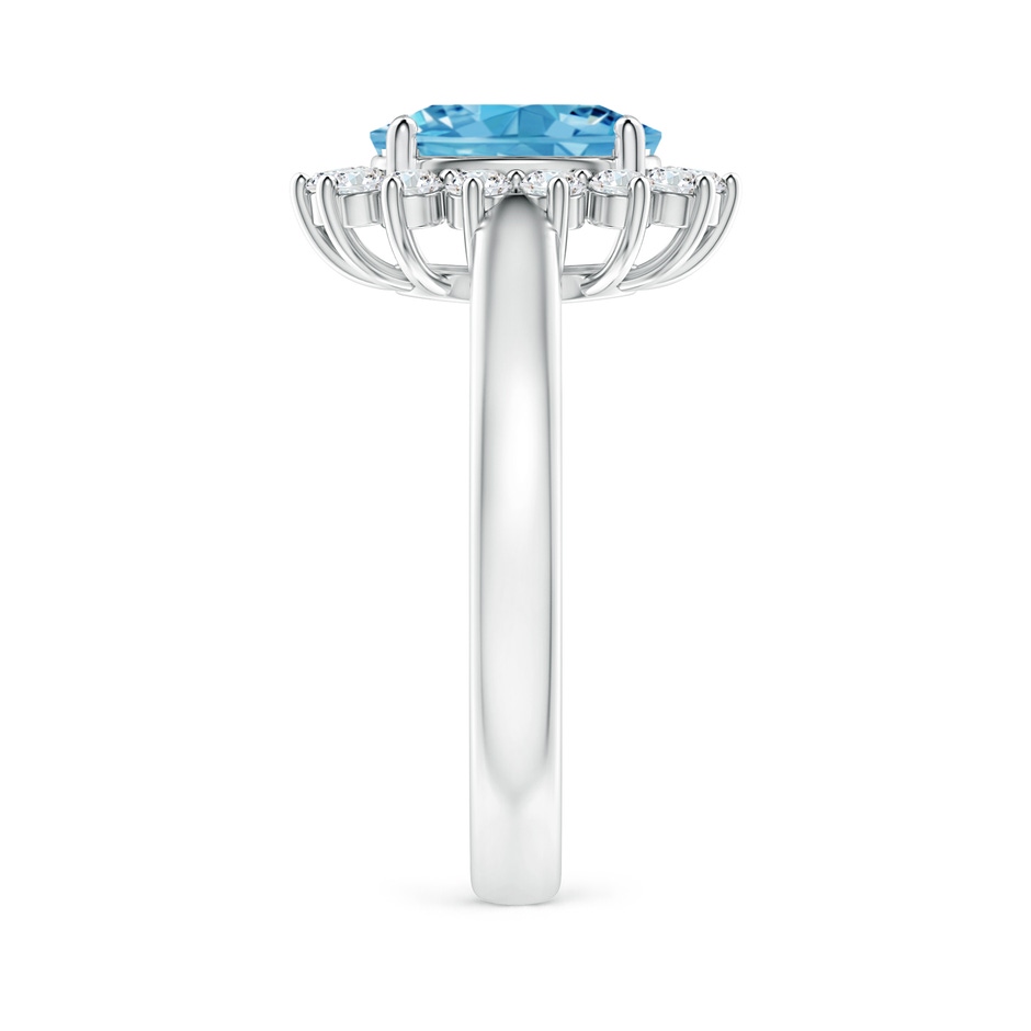 9x7mm Labgrown Princess Diana Inspired Lab-Grown Fancy Intense Blue Diamond Ring with Halo in P950 Platinum side 299
