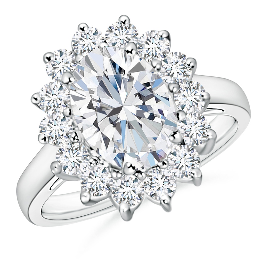 10x8mm FGVS Lab-Grown Diamond Curved Floral Ring in P950 Platinum 