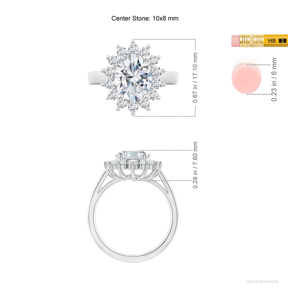 10x8mm FGVS Lab-Grown Diamond Curved Floral Ring in White Gold ruler