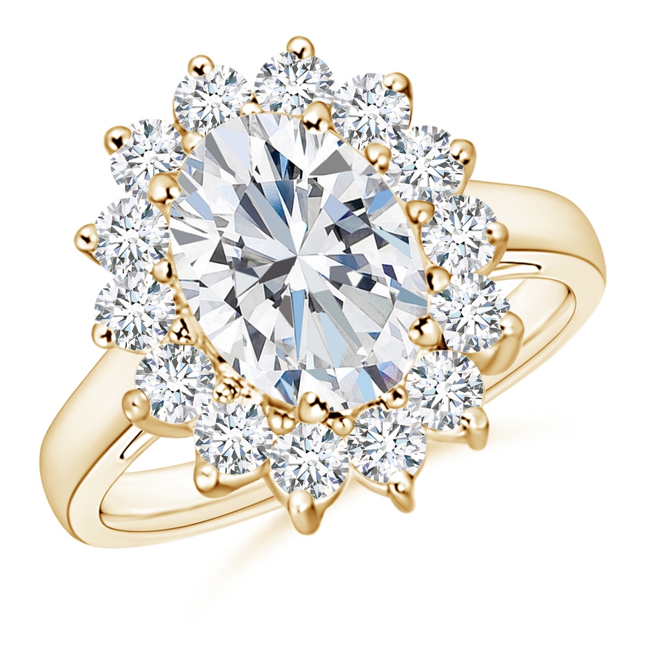 10x8mm FGVS Lab-Grown Diamond Curved Floral Ring in Yellow Gold 