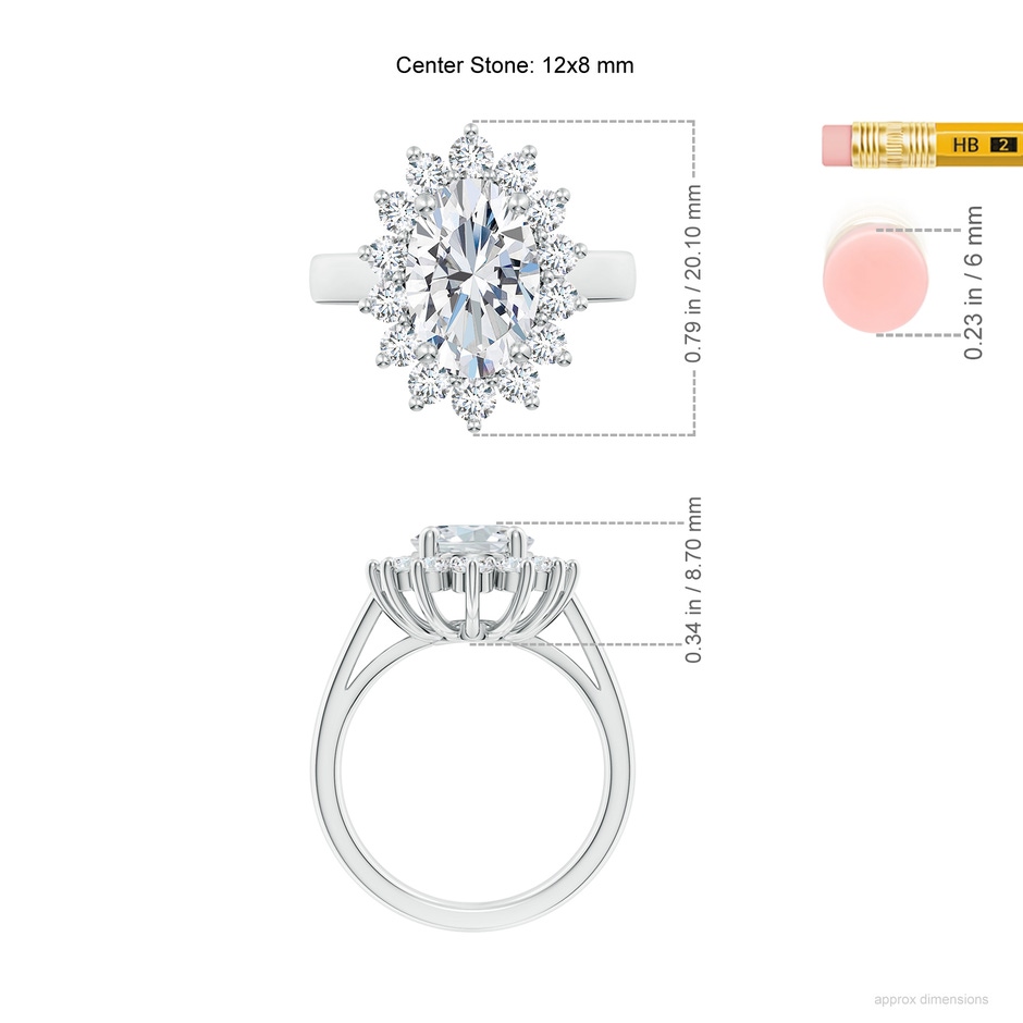 12x8mm FGVS Lab-Grown Diamond Curved Floral Ring in P950 Platinum ruler