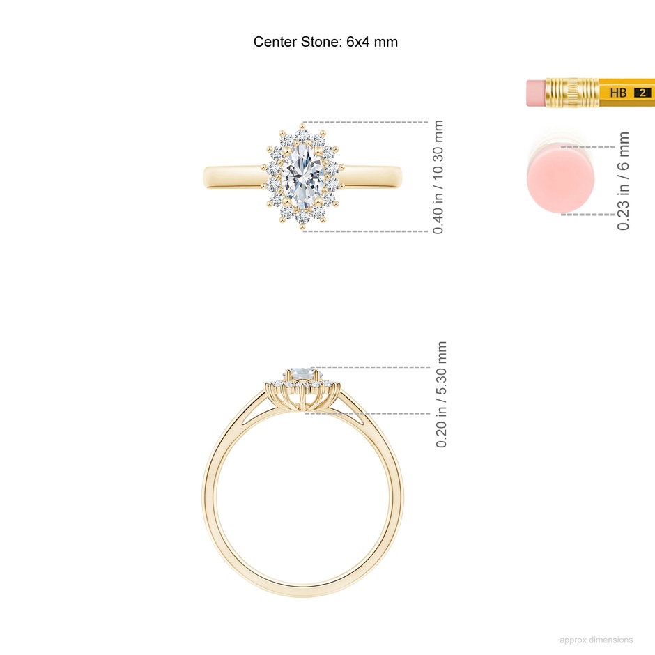 6x4mm FGVS Lab-Grown Diamond Curved Floral Ring in 10K Yellow Gold ruler