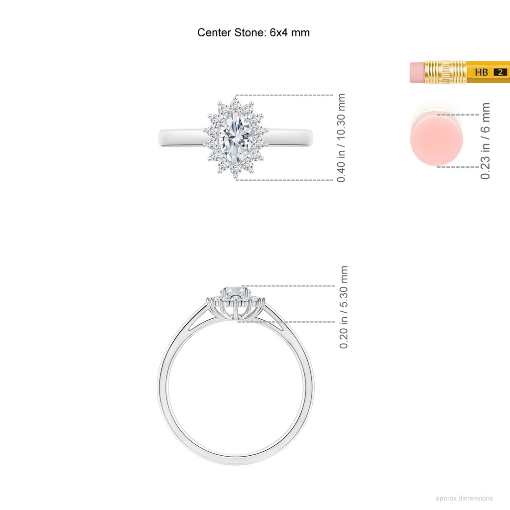 6x4mm FGVS Lab-Grown Diamond Curved Floral Ring in P950 Platinum ruler