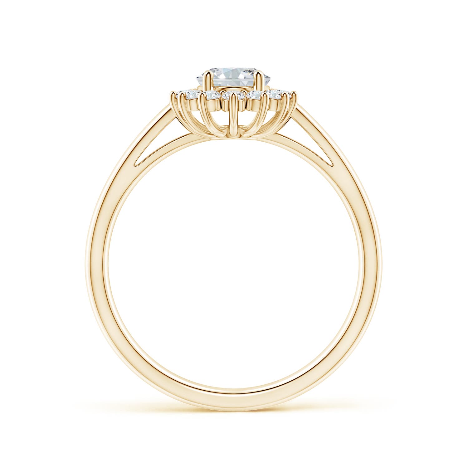 7x5mm FGVS Lab-Grown Diamond Curved Floral Ring in Yellow Gold