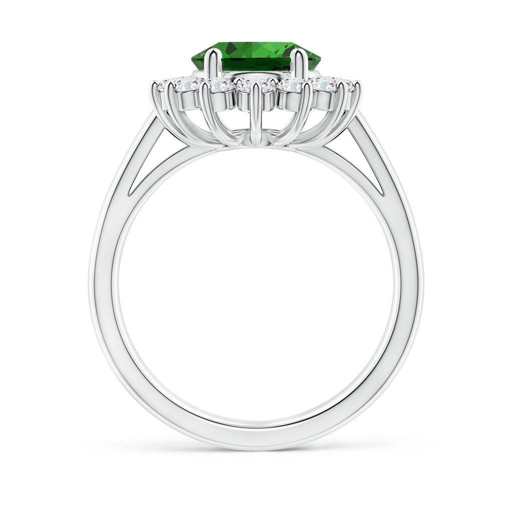 10x8mm Labgrown Lab-Grown Princess Diana Inspired Emerald Ring with Diamond Halo in White Gold - side 199