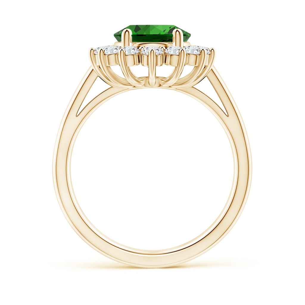 10x8mm Labgrown Lab-Grown Princess Diana Inspired Emerald Ring with Diamond Halo in Yellow Gold Side 199