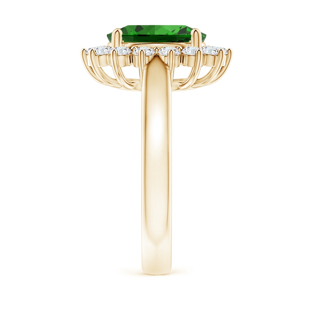 10x8mm Labgrown Lab-Grown Princess Diana Inspired Emerald Ring with Diamond Halo in Yellow Gold Side 299