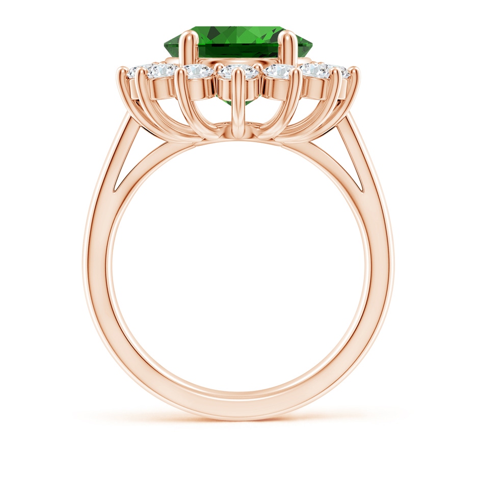 12x10mm Labgrown Lab-Grown Princess Diana Inspired Emerald Ring with Diamond Halo in Rose Gold side 199