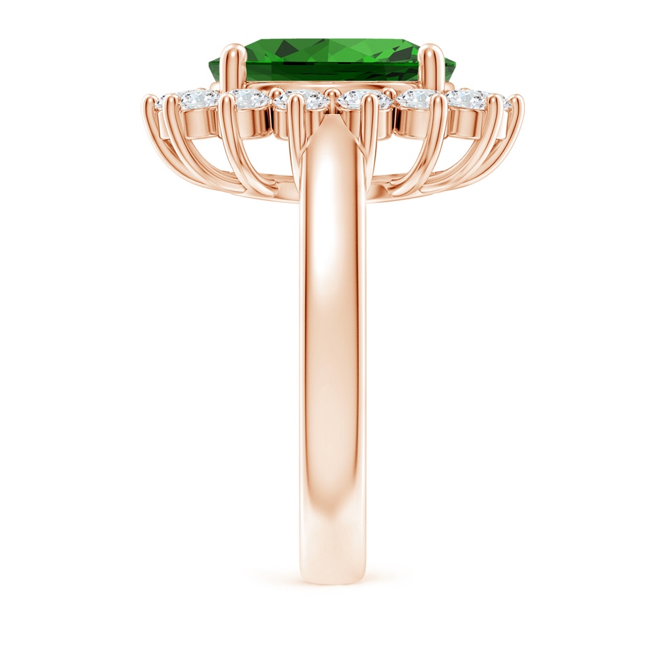 12x10mm Labgrown Lab-Grown Princess Diana Inspired Emerald Ring with Diamond Halo in Rose Gold side 299