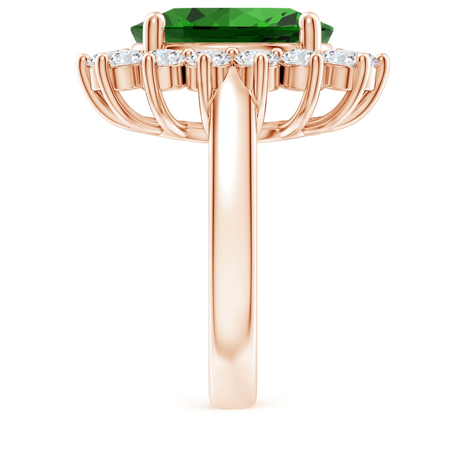 14x10mm Labgrown Lab-Grown Princess Diana Inspired Emerald Ring with Diamond Halo in Rose Gold side 299
