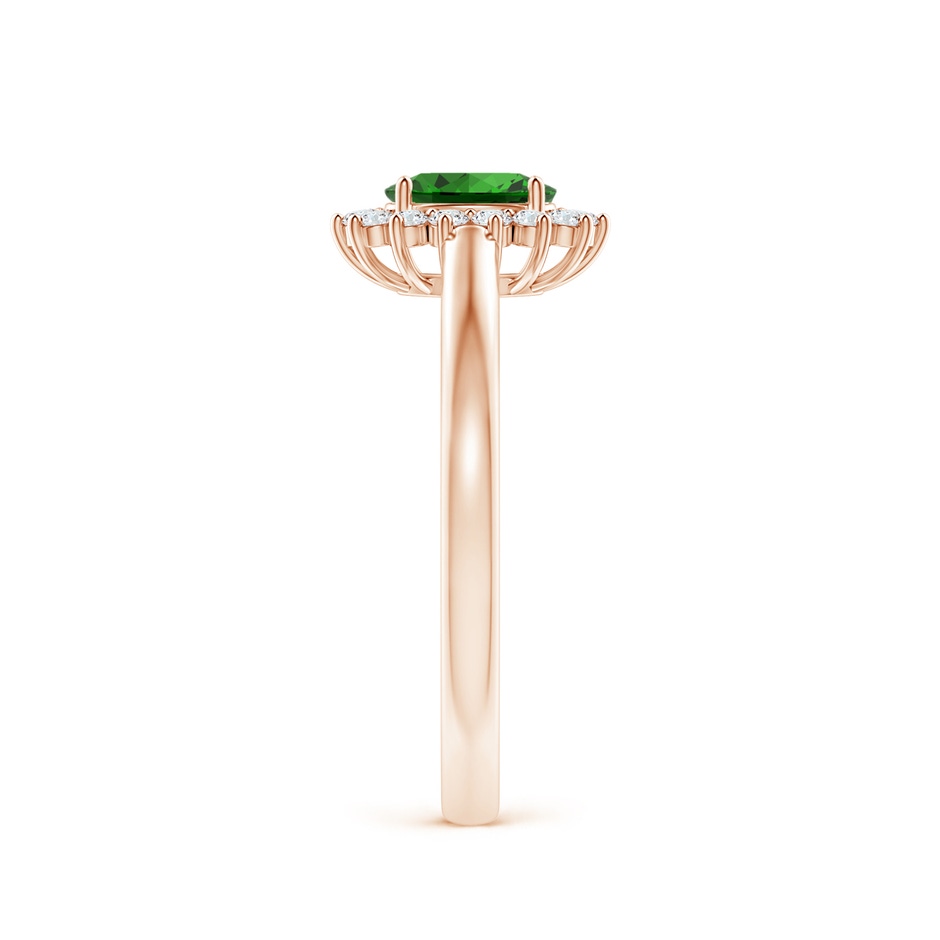 5x3mm Labgrown Lab-Grown Princess Diana Inspired Emerald Ring with Diamond Halo in 9K Rose Gold side 299