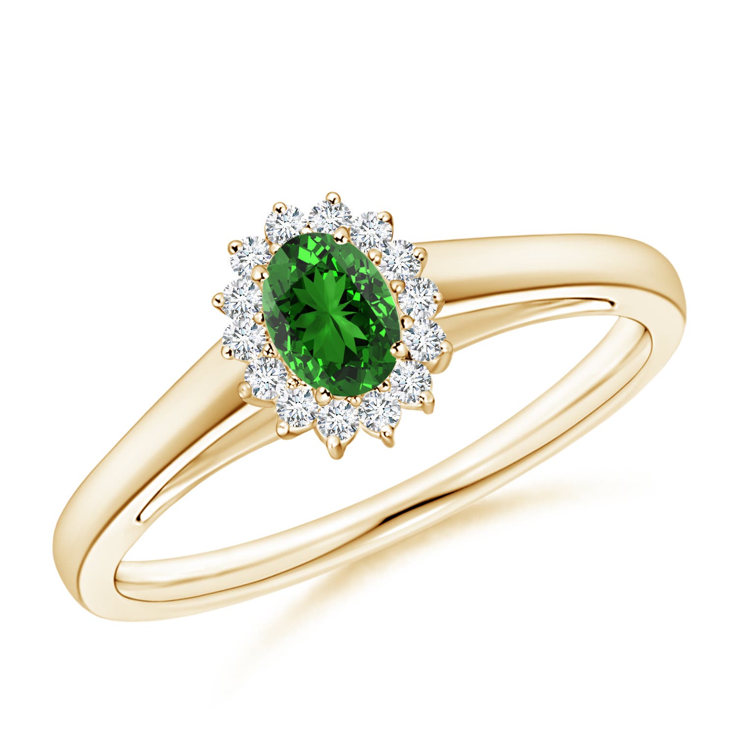 Premium - Lab-Grown Emerald / 0.31 CT / 14 KT Yellow Gold