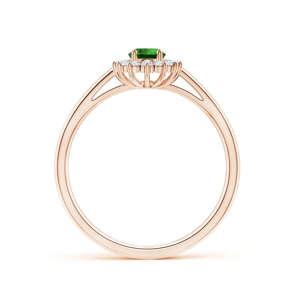 6x4mm Labgrown Lab-Grown Princess Diana Inspired Emerald Ring with Diamond Halo in Rose Gold side 199