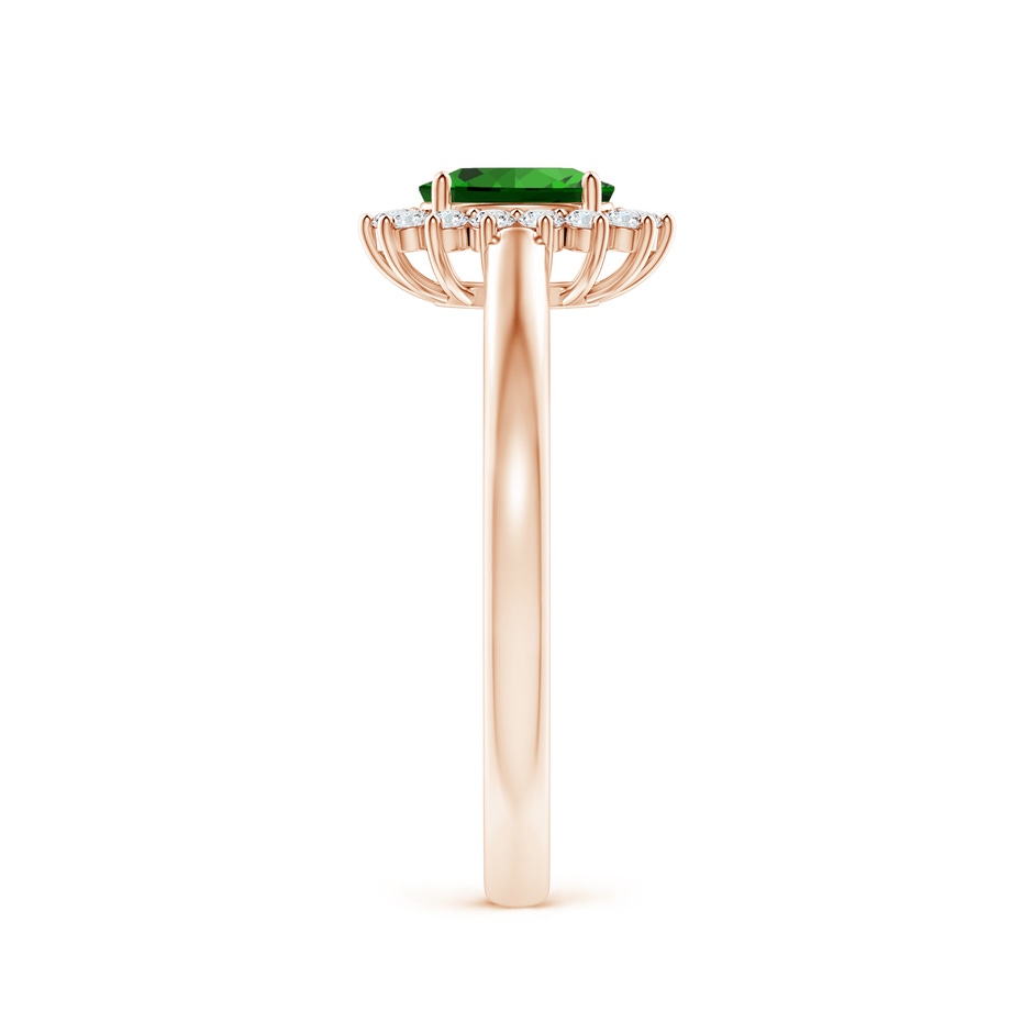 6x4mm Labgrown Lab-Grown Princess Diana Inspired Emerald Ring with Diamond Halo in Rose Gold side 299
