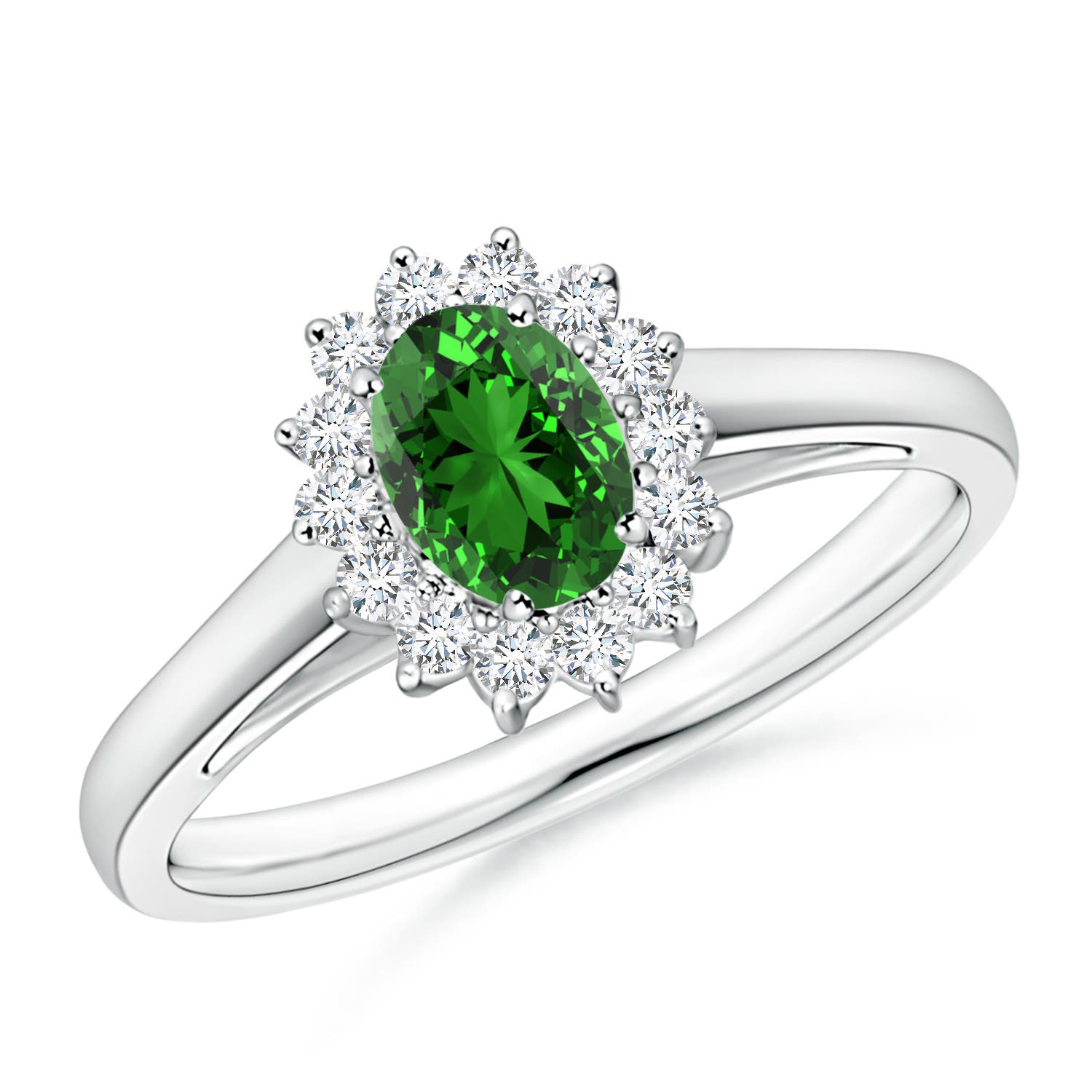 Premium - Lab-Grown Emerald / 0.6 CT / 14 KT White Gold