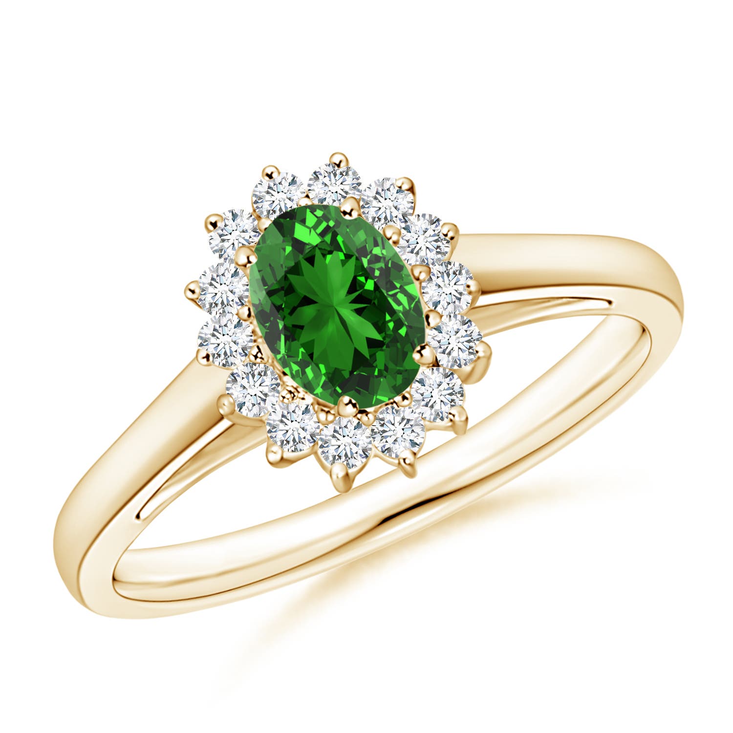 Premium - Lab-Grown Emerald / 0.6 CT / 14 KT Yellow Gold