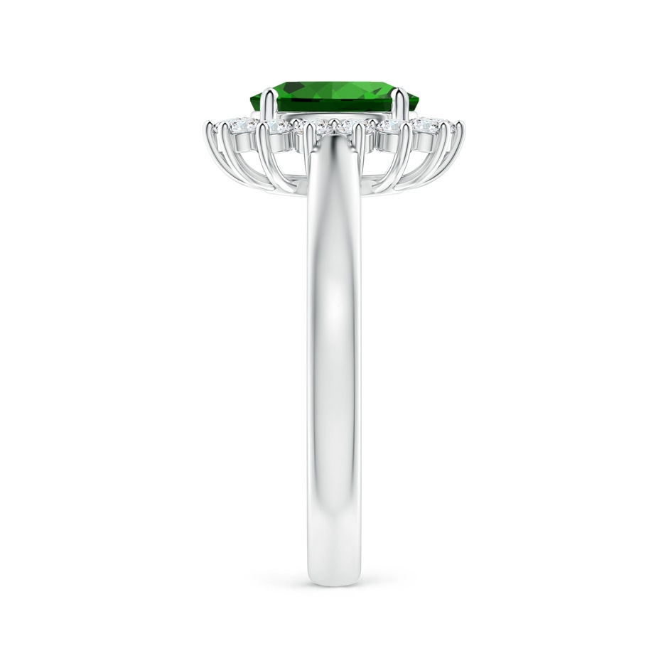 8x6mm Labgrown Lab-Grown Princess Diana Inspired Emerald Ring with Diamond Halo in P950 Platinum side 299