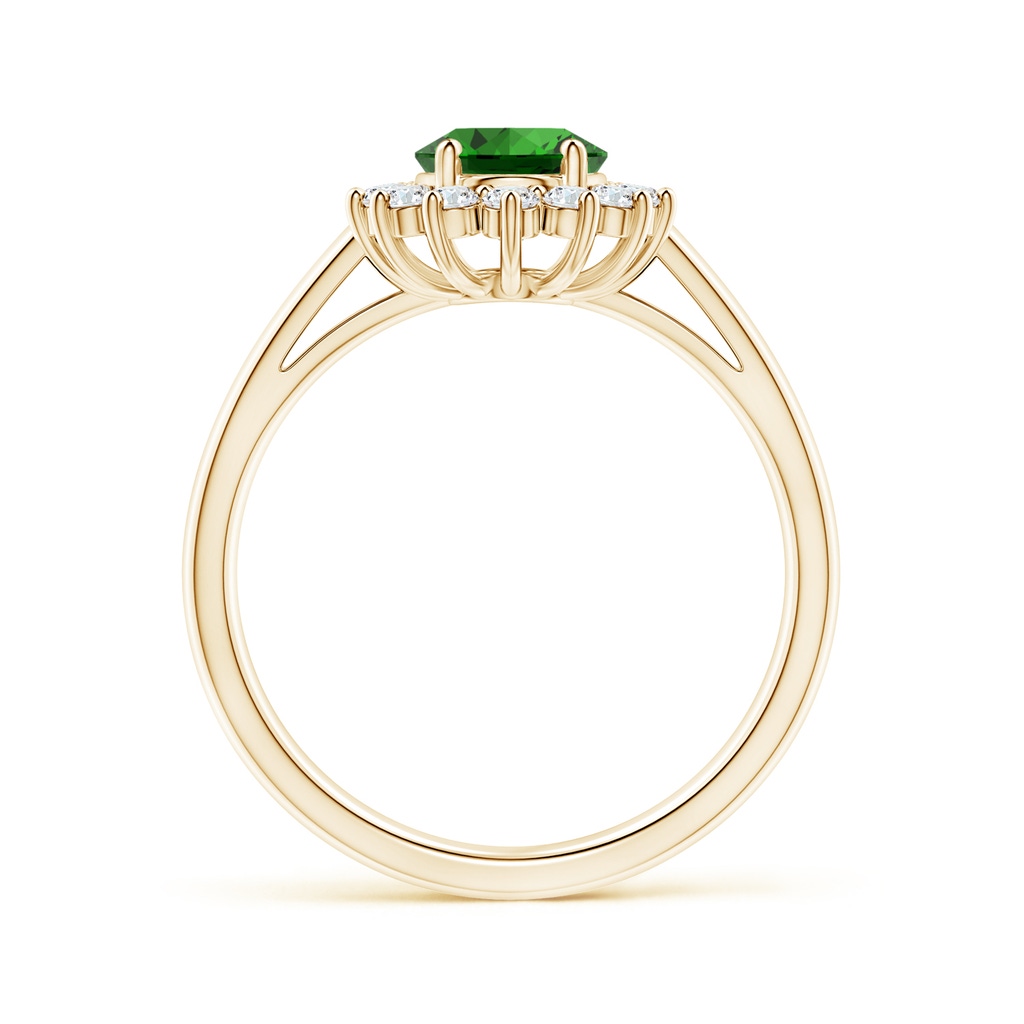 8x6mm Labgrown Lab-Grown Princess Diana Inspired Emerald Ring with Diamond Halo in Yellow Gold Side 199