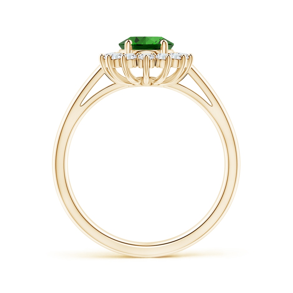 8x6mm Labgrown Lab-Grown Princess Diana Inspired Emerald Ring with Diamond Halo in Yellow Gold side 199