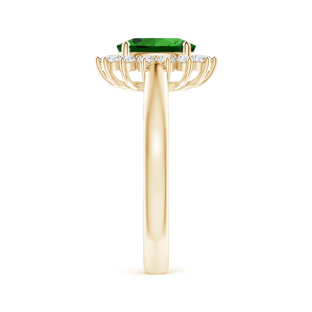 8x6mm Labgrown Lab-Grown Princess Diana Inspired Emerald Ring with Diamond Halo in Yellow Gold Side 299