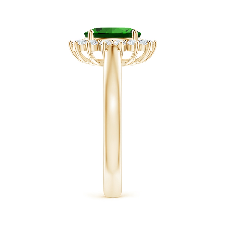 8x6mm Labgrown Lab-Grown Princess Diana Inspired Emerald Ring with Diamond Halo in Yellow Gold side 299